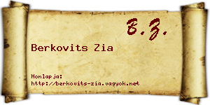 Berkovits Zia névjegykártya